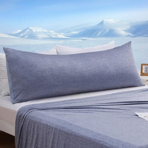 Elegear Kühlender Kissenbezug 40x145cm, Japanische Arc-Chill Q-Max>0,5 Kühlfaser mit 100% Baumwolle Seitenschläferkissen Bezug 40 x 145 cm Atmungsaktive Superweiche Seitenschläfer Kopfkissenbezug Blau