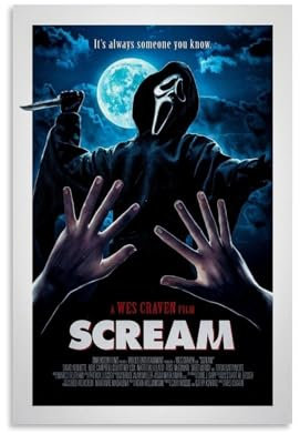 PANTTING Scream Horror-Film-Poster, ästhetischer Leinwand-Kunstdruck, Heimdekoration für Schlafzimmer, Wohnzimmer, 30 x 45 cm, ungerahmter Stil