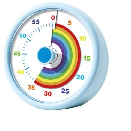 Gestor de tiempo, temporizador visual arcoíris para niños, temporizador circular de dibujos animados, tres ajustes de volumen, para aulas, cocinas, gimnasios (azul)