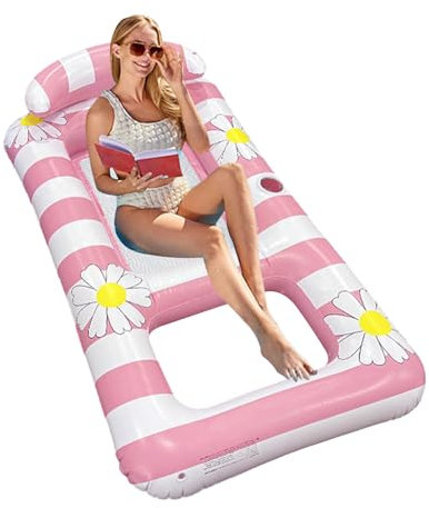 Hugsweet Jeux De Piscine, Chaise Longue Transportable Adulte, Canapé-Lit Pliable pour Vacances Extérieur, Détente, Plage, Jardin et Bord de Piscine