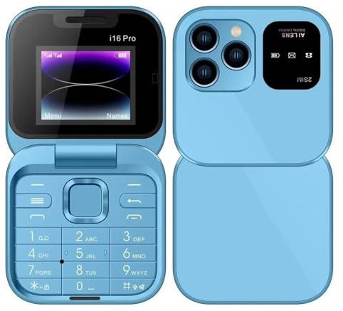 Cellulari per anziani, mini telefono cellulare pieghevole, ricaricabile, design con fotocamera posteriore HD, mini telefono cellulare 2G Dual SIM Dual Standby