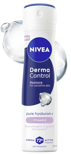 NIVEA Derma Control Restore Antitranspirant für Damen Spray - 72h Schutz mit Hyaluronsäure und Vitamin E, 150ml
