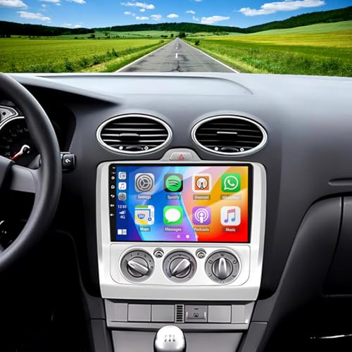 4+64G Android 13 Car Radio Stereo Upgrade for Ford Focus MK2 2004-2011 w/CarPlay Android Auto, 9 Touch Screen Double Din GPS Navi Head Unit HiFi WiFi Bluetooth Mirror Link EQ FM RDS SWC Backup Camera