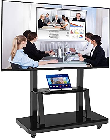 YZYSHA Mobile TV -änder für Flachbildschirme, Metallboden Rolling TV Cart mit Rädern und Regal, einstellbare Höhe Schlafzimmer/Wohnzimmer/Hotel TV Rack Schöne Landschaft