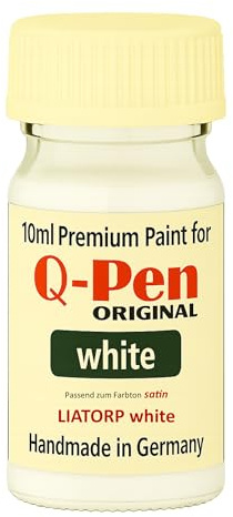 Q-Pen Original LIATORP Weiss Satine - Farbanmutung LACKSTIFT – Premium Möbelretusche – 10 ML – Handmade in Germany