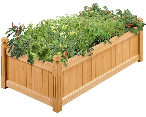Yaheetech 1Pcs Wood Rectangular Planter, 117 x 59 x 40cm, Light Brown