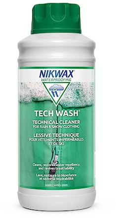 Nikwax Tech Wash 34 fl. oz Tech Wash Technical Cleaner for Jackets and Outerwear, Restores Waterproofing in Rain, Ski, and Snow Gear, Safe for Gore-Tex and DWR
