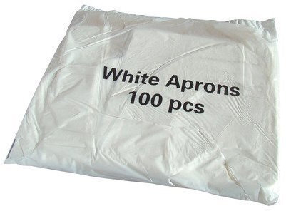 Disposable White Flat Pack of 100 Aprons