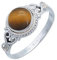 mantraroma Ring 925 Silber Damen Tigerauge Edelstein braun ausgefallen verspielt (MRG-024-18-(48))