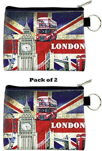 Lot de 2 porte-monnaie Union Jack avec image de Londres