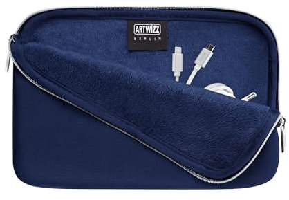 Artwizz Cable Sleeve - Zubehör Tasche für Kabel, Adapter und Ladegeräte aus Neopren und weichem Webpelz - Navy
