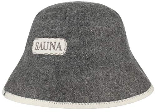 LIPODO Cappello da Sauna in Feltro da Donna/Uomo - Cappello in 100% Feltro di Lana - Cappello da Sauna Taglia Unica (55-60 cm) - Cappello in Feltro di Lana Grigio Chiaro - con Ricamo e pistagna
