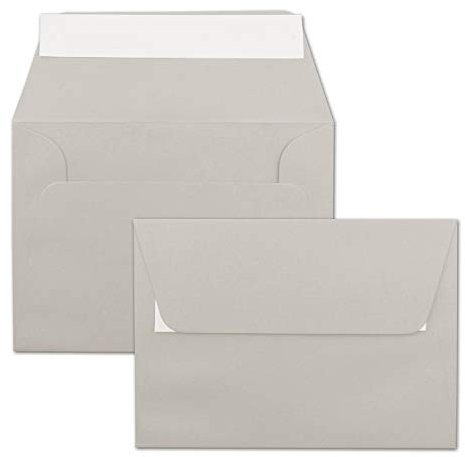 150x Briefumschläge Hell-Grau DIN C6 Format 11,4 x 16,2 cm - Haftklebung - Kuverts ohne Fenster - Weihnachten, Grußkarten & Einladungen - Für A6 & A4 Papier