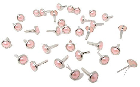 Syntego Briefkopfklammern für Bastelarbeiten und Scrapbooking, rund, hellrosa, Perlen, 8 mm, 100 Stück