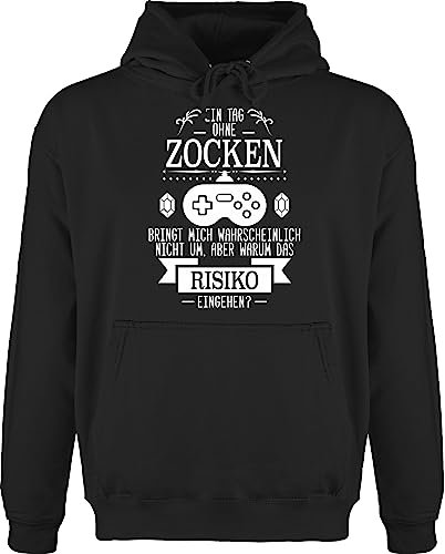 Shirtracer Hoodie Herren Pullover Männer - Nerd Geschenke - EIN Tag ohne Zocken - M - Schwarz - Gaming Klamotten Kapuzenpullover sprüche Gamer zocker einen Pulli für Computer Nerds Geek Hoodies