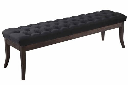 CLP Sitzbank Ramses mit hochwertiger Polsterung und Stoffbezug I Bank mit antik-dunklen Holzbeinen I Holzbank mit Einer Sitzhöhe von: 46 cm, Farbe:schwarz, Größe:150 cm