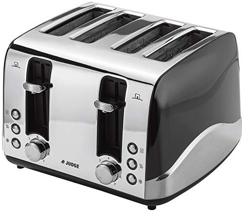 Judge 4-Slice Multipurpose Toaster Toaster with Defrost, Reheat, Auto Pop-Up and High Lift in Gift Box 1550W - 2 Year Guarantee