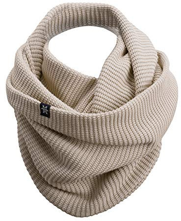 Manufaktur13 Knit Loop - Schlauchschal, Strick Loop mit Waffle Knit Muster, Wollschal/Langschal in versch. Farben erhältlich (M13) (Pale/Beige)