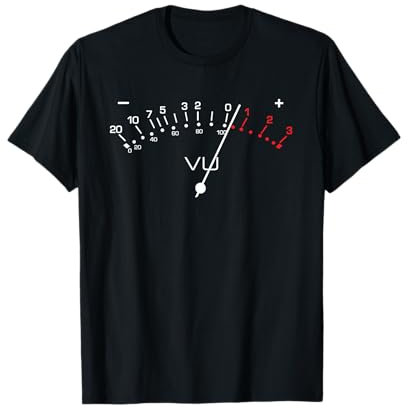 Tripping Yarns Maglietta VU Meter Sound Engineer, DJ, Hi Fi Audio analogico Nero S Unisex Ragazzi T-Shirt Manica corta