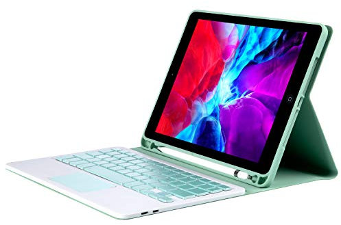 iPad 10.2 Keyboard Folio Case, iPad 10.2 PU Leather Protective Cover, Wireless Bluetooth Keyboard (Touch Mouse) for iPad 10.2