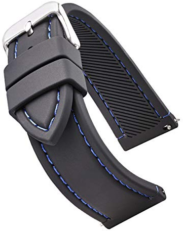 STUNNING SELECTION ALPINE Sporty Premium Silicone Stitched Watch Band - Replacement Rubber Watch Bands - Quick Release Waterproof Watch Straps for Women & Men -Compatible with Regular & Smart Watch