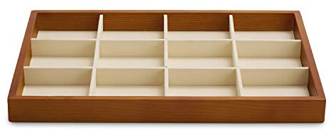Oirlv Legno Massiccio 12 Grid Vassoi Per Gioielli Impilabile Cassetto Per Gioielli Bracciali/Orologi Display Case Storage (Bianco Crema)