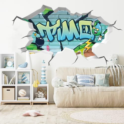 tjapalo® v167 Cooles Wandtattoo Junge Name Wandsticker Jungen Zimmer Wandtattoo Jungen Wandtatoo Kinderzimmer Junge mit Wunschname, Größe: B70xH37cm