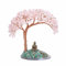 GEHECRST Feng Shui Geldbaum Buddha Figur Lebensbaum Deko mit Achat Basis Heilstein Glücksbringer Baum Trommelsteine Glückbaum Dekoration für Reichtum Glück Gesundheit (Rosenquarz)