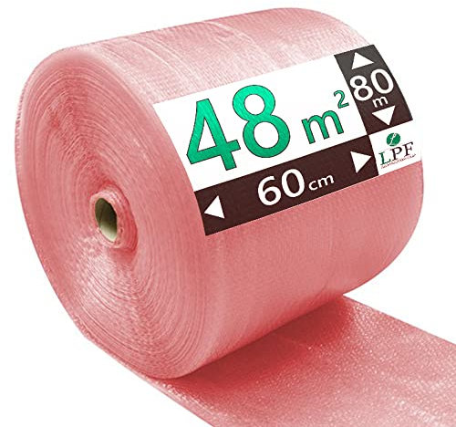 LPF dieLUFTPOLSTERFOLIE Luftpolsterfolie 75my 60cm Verpackungsfolie Luftpolster Rolle Blisterfolie Noppenfolie Polsterfolie Umzug 1m Knallfolie Polstermaterial Versand Transparent Umzugfolie