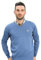 Jersey de Hombre Cuello Pico de Algodon Manga Larga de Marca Modelo Basico para Vestir Punto Fino (Celeste, M)