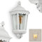 Außenwandleuchte Hongkong m. Bewegungsmelder, Wandlampe in antikem Look aus Metall/Glas in Weiß/Klar, Retro/Vintage Wandleuchte m. E27-Fassung, für Terrasse/Hof/Eingangsbereich, ohne Leuchtmittel