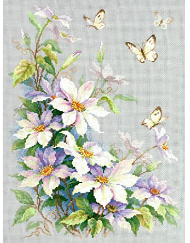 Magic Needle 100-062 ZW Klematis Kreuzstichset mit Zählmuster Zweigart Edition, Baumwolle, multifarbig, 28x39cm