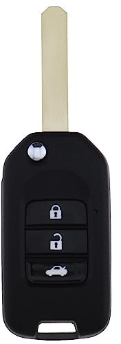 EMSea Car 3 Button Remote Folding Key Shell Compatible with Civic City Accord Jazz HRV CRV Replacement Automotive Flip Remote Key Fob Case Cover Housing
