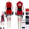 Rcrllya Anime Charakter Haruno Sakura Cosplay Kostüm Outfit Rolle Spielen Rot Uniform Full Set Halloween Carnival Party Anzug mit Perücke (Kostüm,L)