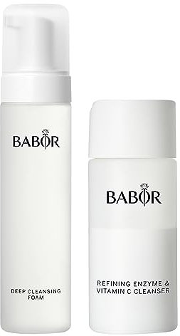 BABOR CLEANSING Enzyme Cleanser für Mischhaut & Deep Cleansing Foam für müde und fahle Haut, Erfrischender Reinigungsschaum zur täglichen Gesichtsreinigung, Vegane Formel, 1 x 200 ml