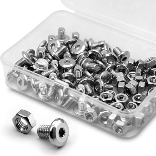 (50 Ensembles) Vis M5 x 10mm en Acier Inoxydable 304 Avec tête Plate Hexagonale et écrous - Connecteurs de Mmeubles