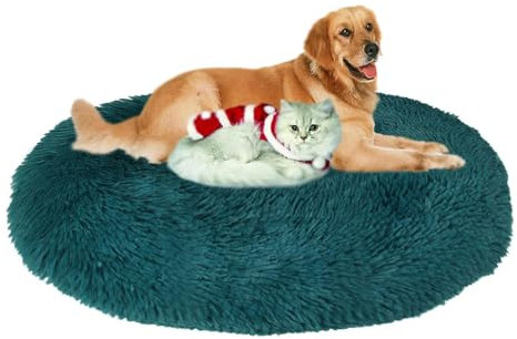 QJHSSM Hundebett Donut,Runden Katzenbett,Bequemes Wärme Hundekissen Katzenbett Waschbar,mit Reißverschluss Leicht zu Zerlegen- Cyan||XS-40cm/16IN