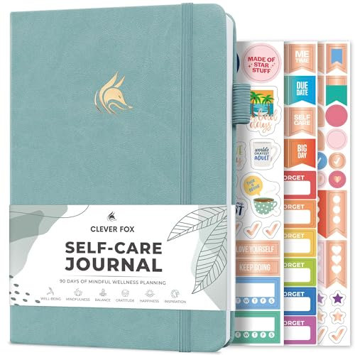 Clever Fox Self-Care Journal - Daily Reflection Notebook - Psychische Gesundheit & Persönliche Entwicklung, Meditation & Stimmungsprotokoll, A5 (Blue Surf)