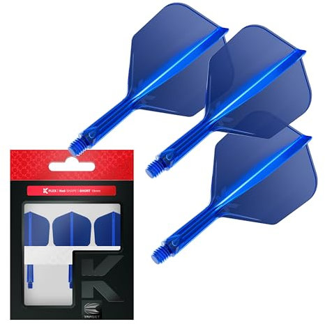 Target Darts K Flex Integrated Dart Flights and Shafts, Nr.6 Blau (Short) | 3er Pack K-Flex - No6, Kflex All In One Moulded Dart Flight & Stem | Professionelles Dart Zubehör