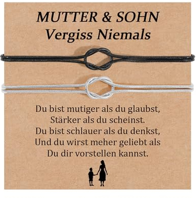 YELUWA 2PCS Mutter Tochter/Sohn Geschenke Armband, Schulanfang Geschenke | Armbänder für Mutter Tochter/Sohn Geschenke für Mutter Tochter/Sohn Muttertag Geburtstag Weihnachten Abschluss Schulanfang