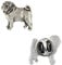 Art-Dog Unikate Silber Hund Anstecknadel - Versilbert Handmade - Broschen Frauen - Lustige Pins - Silber Brosche Schmuck - Mops – 1,9x2x4cm