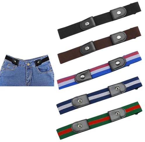 Pumuky 5 Stück Verstellbare Elastischer Schnallenfreier Gürtel für Kinder Jungen Mädchen Jeans Hosen Kleid