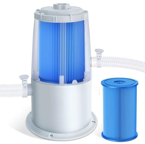 Evoio Pompa filtro piscina, pompe per piscina fuori terra da 1000 galloni ad alta portata con luce di corrente, 8 ore di spegnimento automatico, pompa a cartuccia filtro piscina per