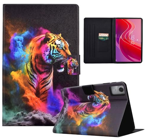LSPCASA Protettiva Case Compatibile Con Lenovo Tab M11 11.0 Pollici Stand Custodia Con Fibbia Magnetica Cover Tablet Lenovo M11 Con Slot Per Carte Tigre