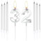 mciskin Silver 32 Birthday Candles-3D Number 32 Candle for Cake with 6pcs Long/Thin Candles Set,Silver Cake Topper for Women Men 32th Birthday Decorations Supplies,32th Wedding Anniversary Décor