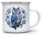 MAXIKIWI - Durable Enamel Coffee or Tea Camping Mug for Indoor Outdoor Use - Delft Blue Witch Watercolor - 350ml