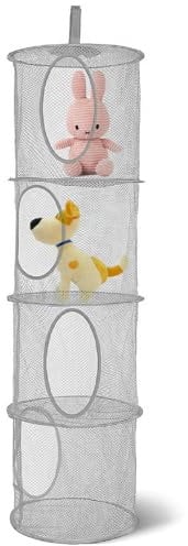 LoNinLoAn Hängende Mesh Aufbewahrungstasche Hängende Netz-Aufbewahrungstasche mit 4 Fächern Mesh Hängender Speicher Korb, Faltbare Aufbewahrungstasche Netz Hängeaufbewahrung Spielzeug Kleine Kleidung