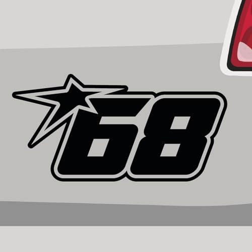 Stickerfreaks Startnummer 68 Aufkleber Number Sticker Stern Zahl Auto Bike Decal Vinyl Aufkleber Größe: 46x23cm (XXL) | Farbe: 45-rosa | Number Sticker Kleber Deko Tuning Startnummer