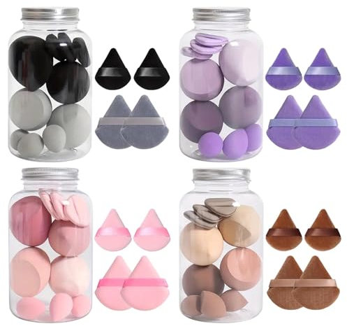 56 Stück Make Up Schwamme BeautyBlenderss Puderquaste - Make Up Set Mit 7 Puderquasten Und 7 Schwämmen, Mit Aufbewahrungsbox - Für Foundation Pulver Creme Flüssigkeit