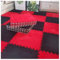 Soft Plush Puzzle Play Mats,Foam Interlocking Floor Mats,Plush Area Rug Fluffy Carpet Tiles,Foam Flooring For Bedroom/Play Room,10pcs,12x12inch(Color:Red + black)